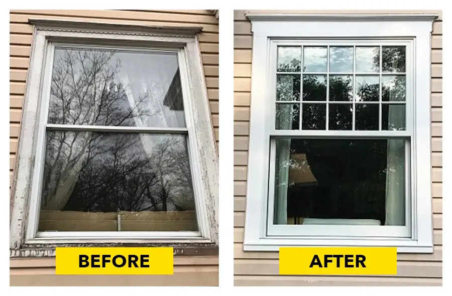 Before and after window replacement project in El Paso