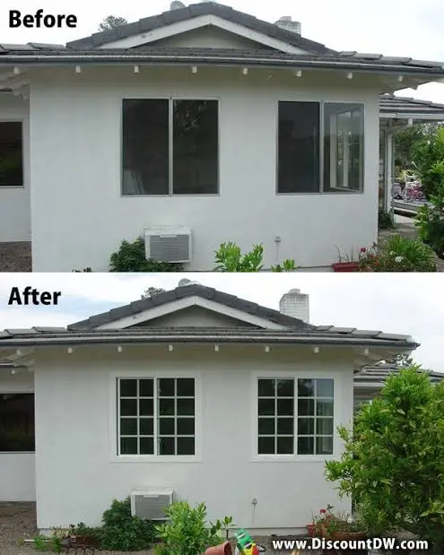 Before and after window upgrade on East El Paso ranch home